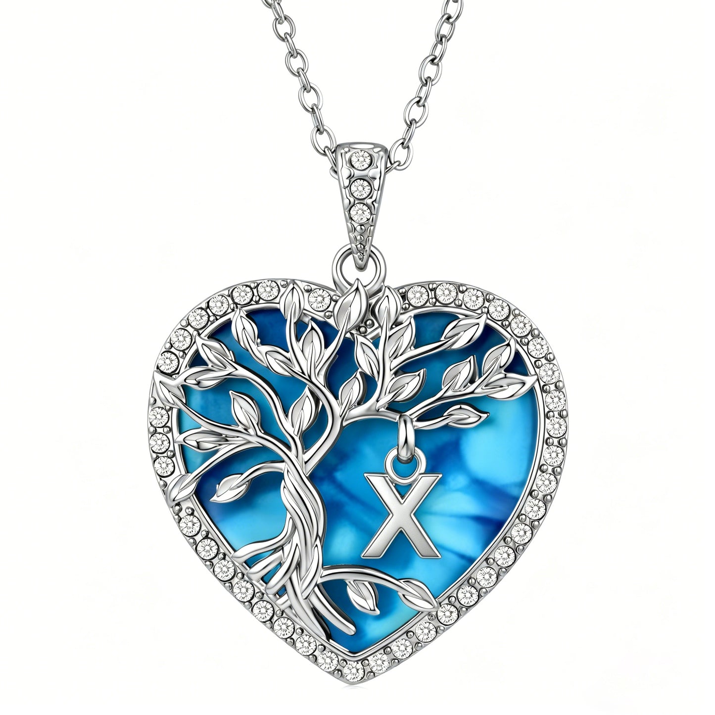 Heshpaws Tree of Life Necklace for Women ，Heart Pendant with Initial Letter , A-Z Alphabet Jewelry for Women, Birthday Anniversary Gift