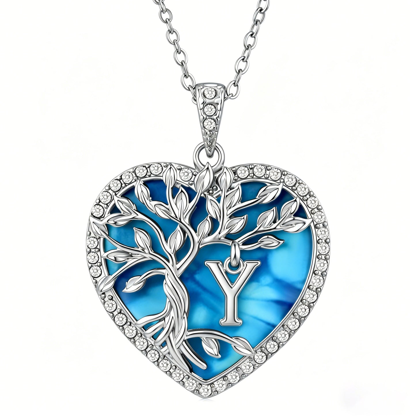 Heshpaws Tree of Life Necklace for Women ，Heart Pendant with Initial Letter , A-Z Alphabet Jewelry for Women, Birthday Anniversary Gift