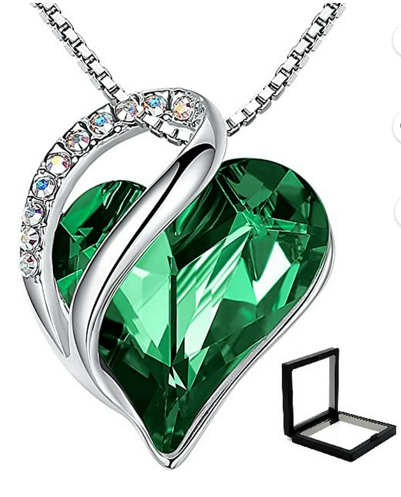 Womens Silver Plated Infinity Love Heart Pendant Necklace with Birthstone Crystals, Jewelry Gifts for Her, Anniversary Birthday Mother's Necklaces for Wife Mom